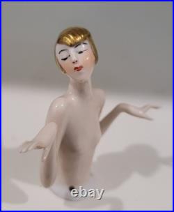 Antique Art Deco Half Doll German Unusual Gold Hair Arms Away Rare