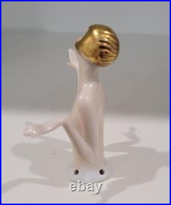 Antique Art Deco Half Doll German Unusual Gold Hair Arms Away Rare