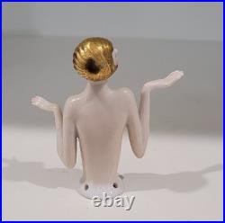 Antique Art Deco Half Doll German Unusual Gold Hair Arms Away Rare