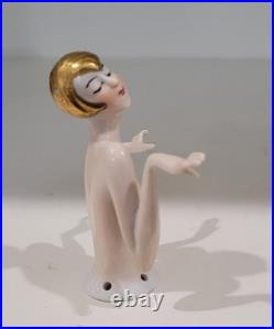 Antique Art Deco Half Doll German Unusual Gold Hair Arms Away Rare