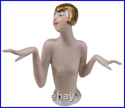 Antique Art Deco Half Doll German Unusual Gold Hair Arms Away Rare