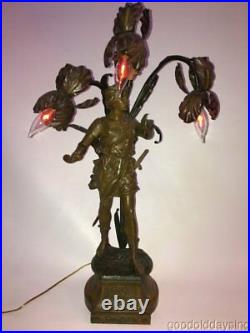 Antique Art Nouveau Newel Post Lamp Siegfried legendary hero Germanic mythology
