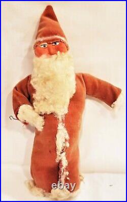 Antique Belsnickle 10 Inch German Santa Claus Candy Container Red Coat Fir Tree