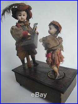 Antique Bisque Doll Automaton Gebrueder Kuehnlenz With Music Box Original Dress