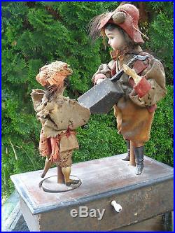 Antique Bisque Doll Automaton Gebrueder Kuehnlenz With Music Box Original Dress