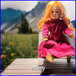 Antique Bisque German 19.5 Doll Original Ball Joint Body Open Mouth Pierced Ear