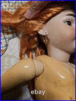 Antique Bisque German 19.5 Doll Original Ball Joint Body Open Mouth Pierced Ear