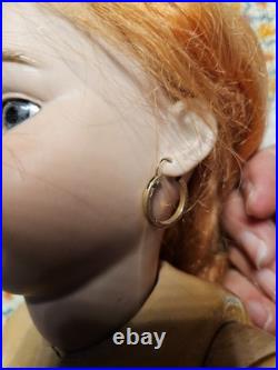 Antique Bisque German 19.5 Doll Original Ball Joint Body Open Mouth Pierced Ear