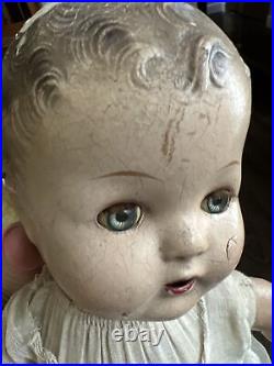 Antique Bisque Head Baby Doll 15 Inch German Old Vintage Halloween Decoration
