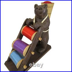 Antique Black Forest German hand carved BEAR sewing caddy spool pin cushion wood Antique Black Forest German hand carved BEAR sewing caddy spool pin cushion wood