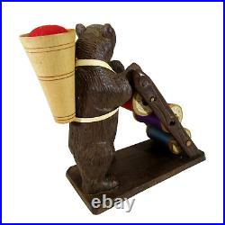 Antique Black Forest German hand carved BEAR sewing caddy spool pin cushion wood Antique Black Forest German hand carved BEAR sewing caddy spool pin cushion wood