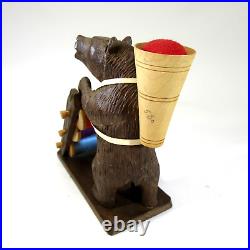 Antique Black Forest German hand carved BEAR sewing caddy spool pin cushion wood Antique Black Forest German hand carved BEAR sewing caddy spool pin cushion wood