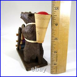 Antique Black Forest German hand carved BEAR sewing caddy spool pin cushion wood Antique Black Forest German hand carved BEAR sewing caddy spool pin cushion wood