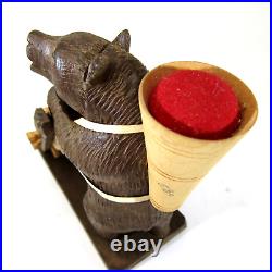 Antique Black Forest German hand carved BEAR sewing caddy spool pin cushion wood Antique Black Forest German hand carved BEAR sewing caddy spool pin cushion wood