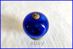 Antique Blue Glass 4.3 Heavy German Kugel Christmas Ornament Brass Cap 02