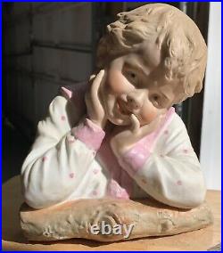 Antique Bust Gebruder Heubach German Bisque Porcelain Boy Figurine Doll