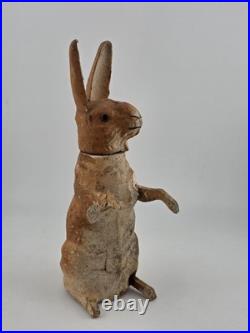 Antique C1890 German Paper Mache Folk Art Composition Rabbit Candy Container