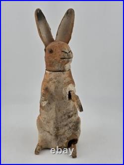 Antique C1890 German Paper Mache Folk Art Composition Rabbit Candy Container