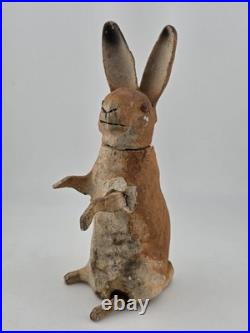 Antique C1890 German Paper Mache Folk Art Composition Rabbit Candy Container
