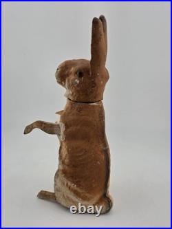 Antique C1890 German Paper Mache Folk Art Composition Rabbit Candy Container