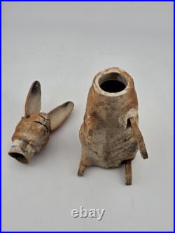 Antique C1890 German Paper Mache Folk Art Composition Rabbit Candy Container