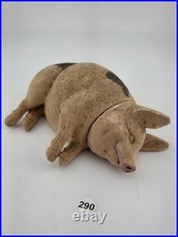Antique C1890 Pink German Paper Mache Folk Art Composition Pig Candy Container
