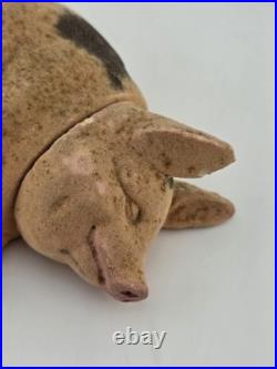 Antique C1890 Pink German Paper Mache Folk Art Composition Pig Candy Container