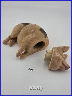Antique C1890 Pink German Paper Mache Folk Art Composition Pig Candy Container