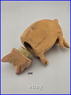 Antique C1890 Pink German Paper Mache Folk Art Composition Pig Candy Container