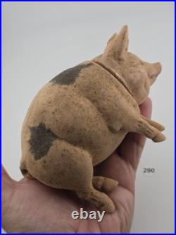 Antique C1890 Pink German Paper Mache Folk Art Composition Pig Candy Container