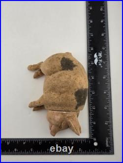Antique C1890 Pink German Paper Mache Folk Art Composition Pig Candy Container