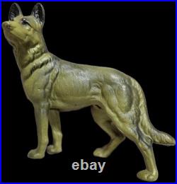 Antique Cast Iron German Shepherd Door Stop 9 inches High 9 inches long