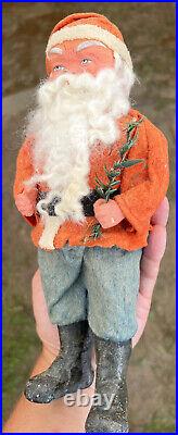 Antique Christmas Santa Woodcutter 11 German Santa All Original Chubby Face NM+