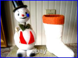 Antique Christmas Snowman German Bobble head candy container+ Santa Boot Contain
