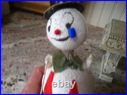Antique Christmas Snowman German Bobble head candy container+ Santa Boot Contain