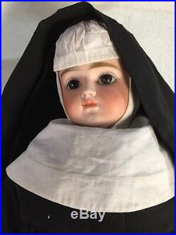 Antique Circa 1880 Kestner Shoulder Head Doll Dressed As A Nun In 1880s
