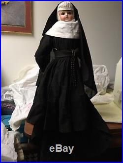 Antique Circa 1880 Kestner Shoulder Head Doll Dressed As A Nun In 1880s