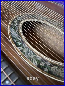 Antique Concert Zither Signed M. Nebel & Bro NY German In Org. Case Vintage R77