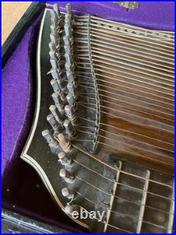 Antique Concert Zither Signed M. Nebel & Bro NY German In Org. Case Vintage R77