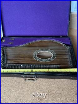 Antique Concert Zither Signed M. Nebel & Bro NY German In Org. Case Vintage R77