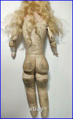 Antique Doll German Bisque Leather Body Abg 1235 Origiinal Body 16