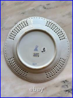 Antique Dresden Plate Pierced Edges 24k Gold Hand Painted WL Monogrammed