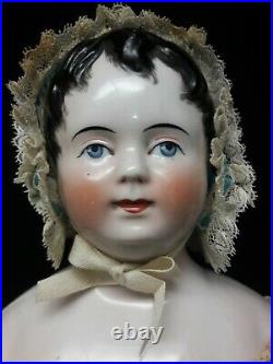 Antique Early German China Doll With Short Cropped Hai, Circa 1850r