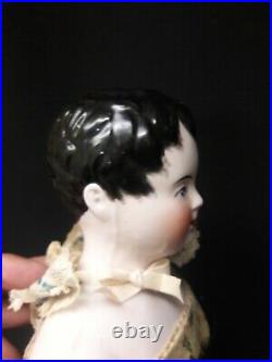 Antique Early German China Doll With Short Cropped Hai, Circa 1850r