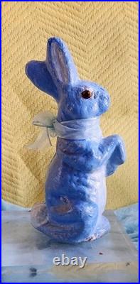 Antique / Early Vintage German Papier-mâché (Paper Mache) Rabbit / Easter Blue