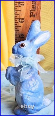 Antique / Early Vintage German Papier-mâché (Paper Mache) Rabbit / Easter Blue