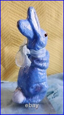 Antique / Early Vintage German Papier-mâché (Paper Mache) Rabbit / Easter Blue