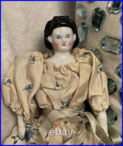 Antique Fancy Unusual Hair 9.25 German China Doll Head C 1870 Cabinet Size
