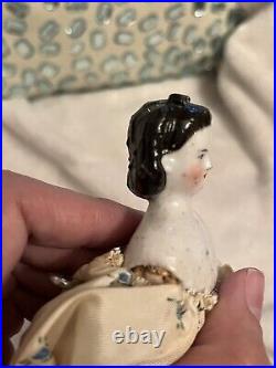 Antique Fancy Unusual Hair 9.25 German China Doll Head C 1870 Cabinet Size