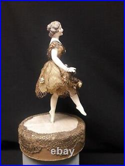 Antique French Candy Box with a Dressel and Kister Porcelain Ballerina Figure o